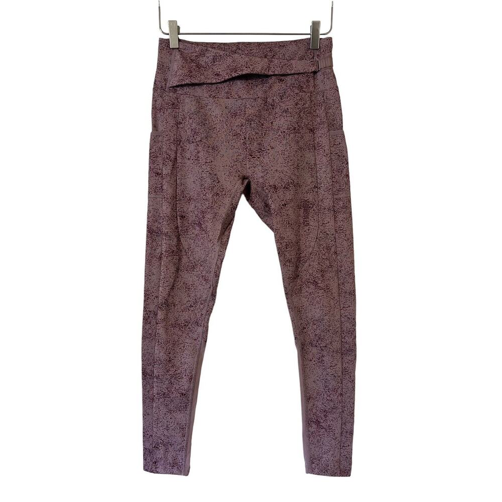 Gymshark Women's Pink Mottled Adjustable Waist Chalk Leggings - Size Medium